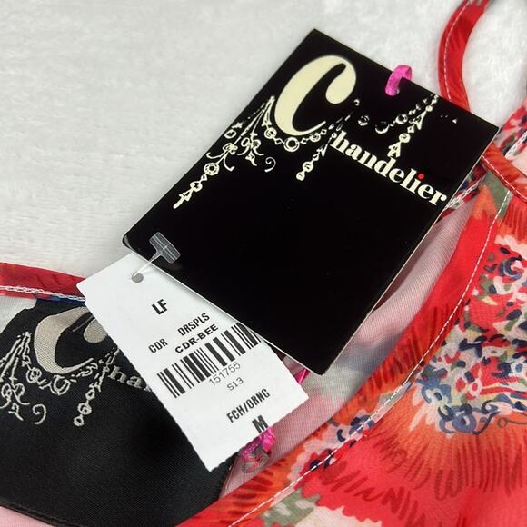 NWT LF Chandelier fuchsia and orange chiffon and crochet romper, size m - Picture 6 of 9